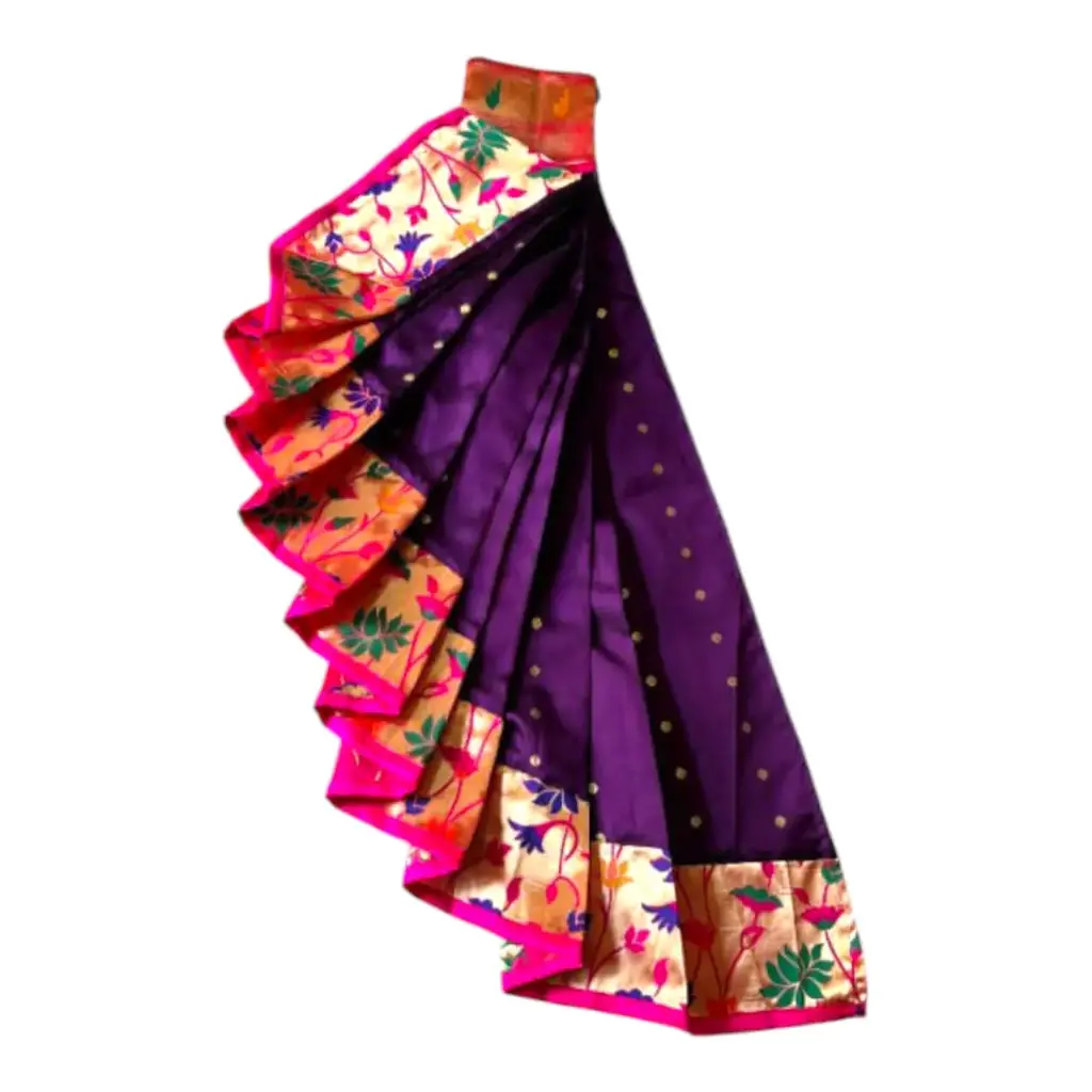 Premium Gudi Vastra – Paithani Silk Pattern (32 Inches) (Purple)