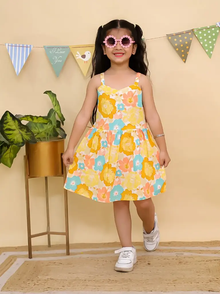 Cotton Frock  (2-3 Years, Yellow)