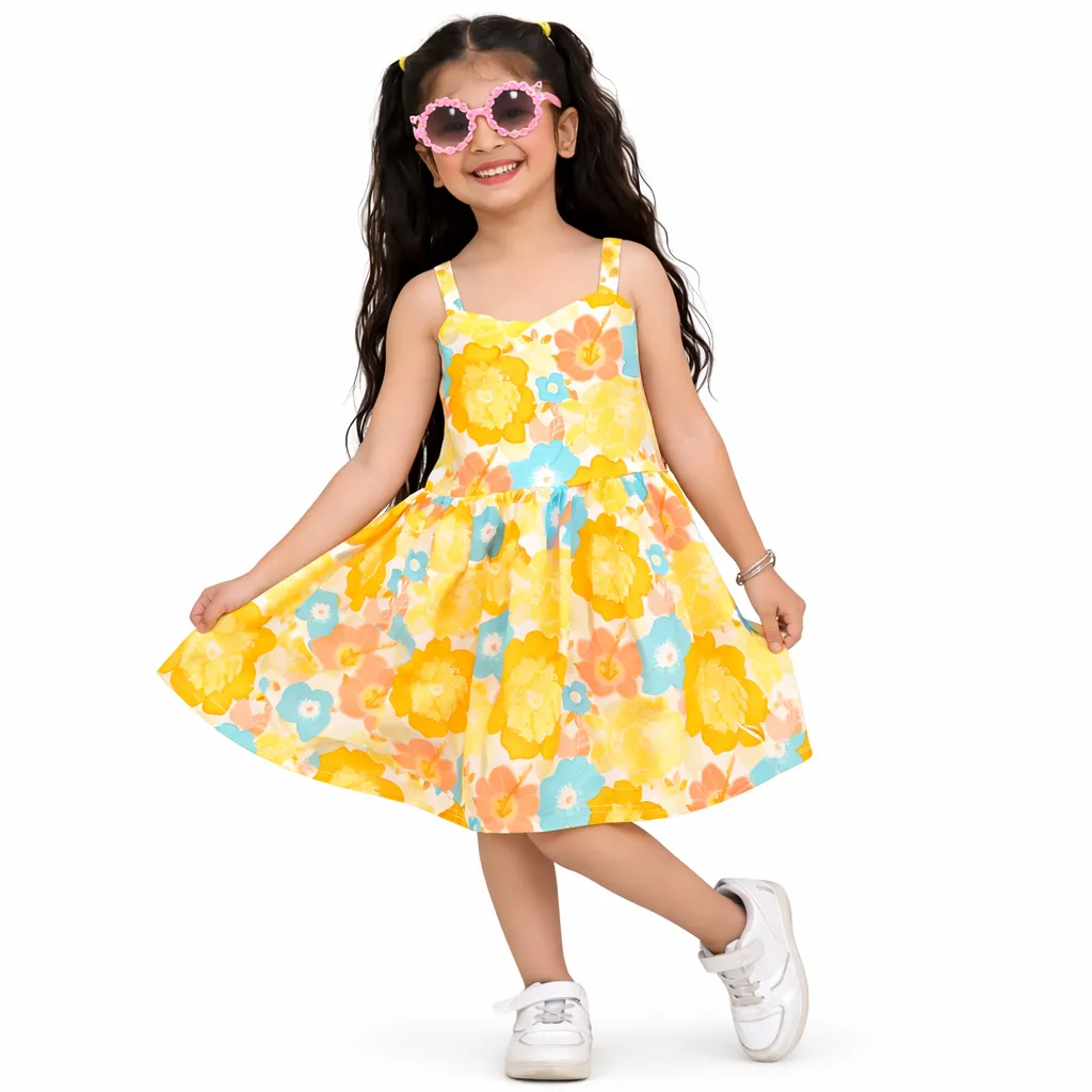 Cotton Frock  (2-3 Years, Yellow)