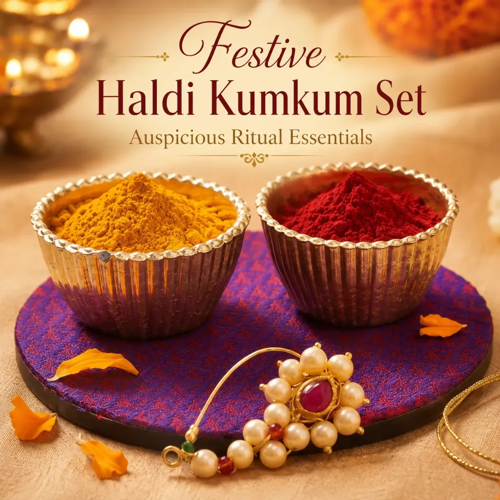 Khan Fabric Haldi Kumkum Gift Set (Purple)