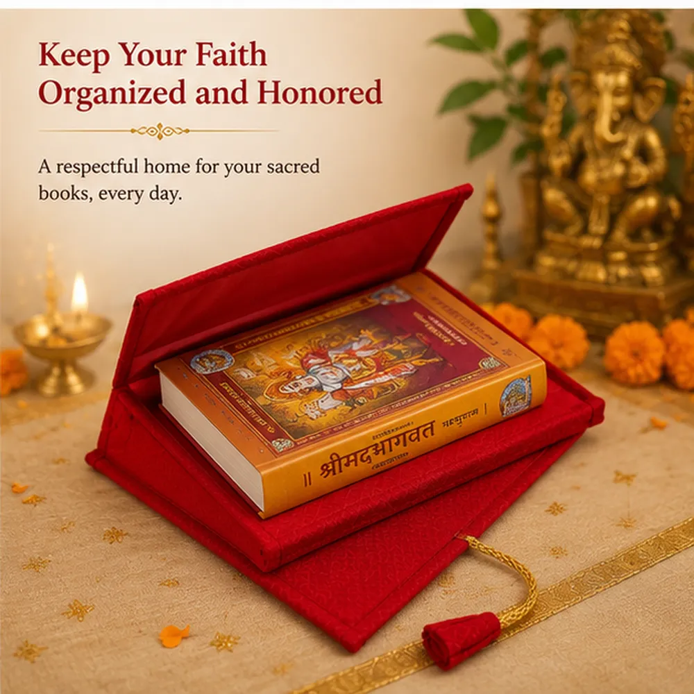 Traditional Red Granth Pothi Cover with Swastik Design