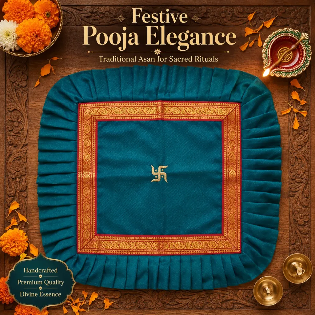 Traditional Chaurang Asan with Swastik & Red-Gold Border