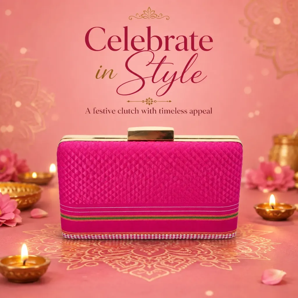 Traditional Khan Fabric Box Clutch for Women