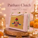 Premium Paithani Fabric Box Clutch for Women