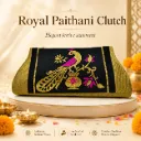 Paithani Peacock Motif Ethnic Clutch Purse for Women