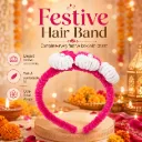 Handmade Festive Floral Hair Band – Pink & White
