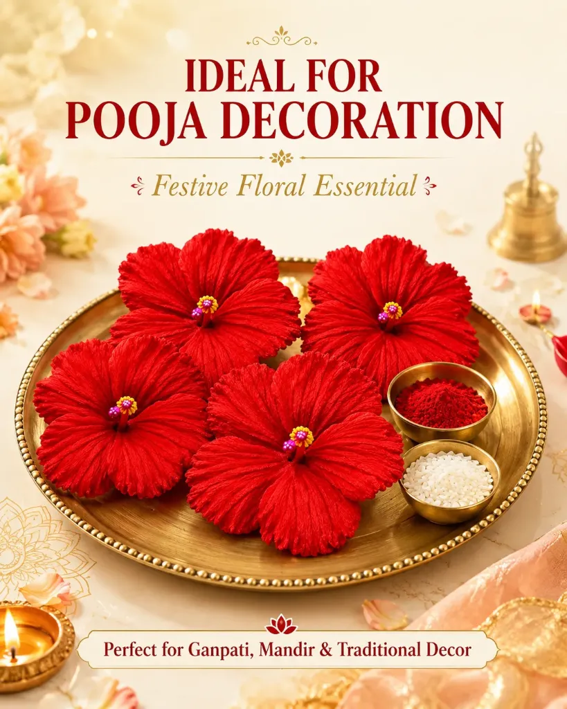 Handmade Hibiscus Flower for Pooja Decor