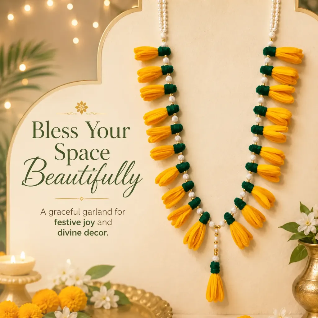 Handmade Yellow & Green Chafa Flower Kanthi Mala