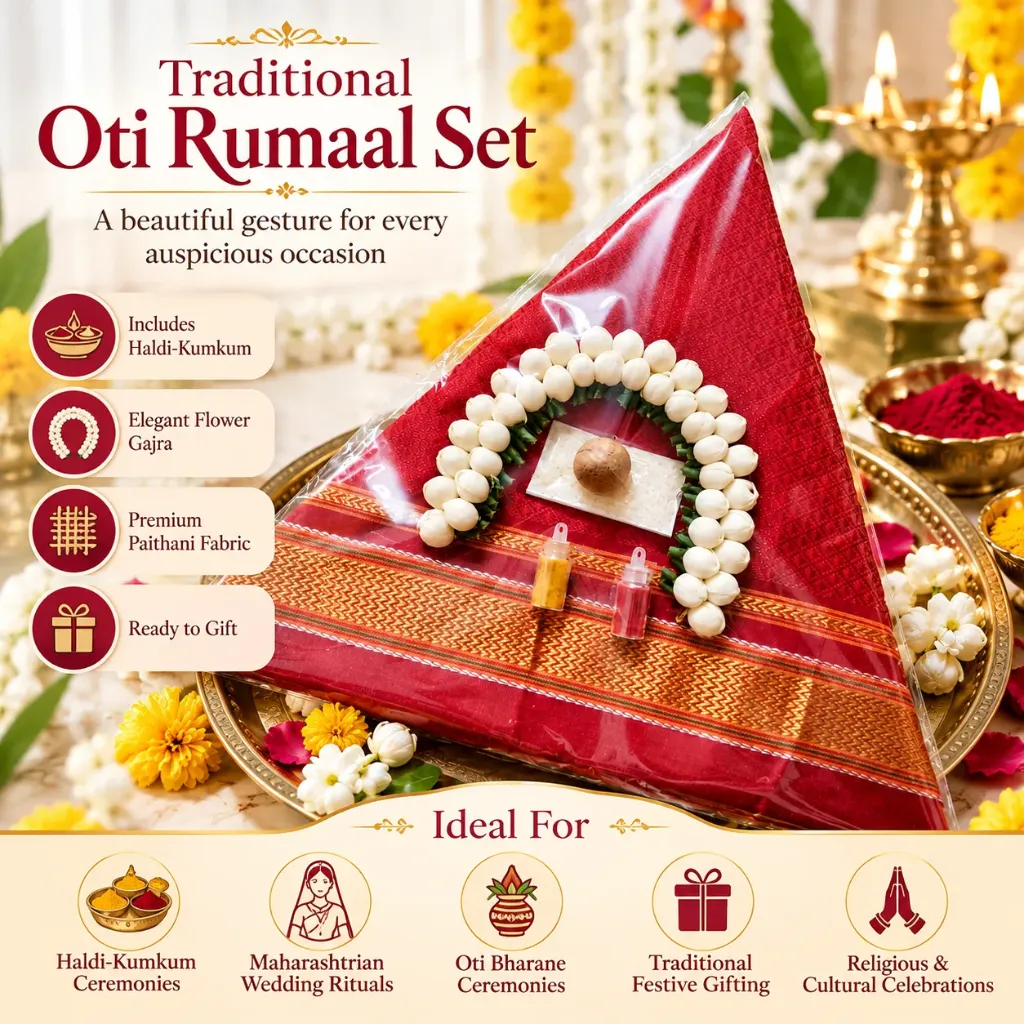 Traditional Oti Rumaal Set with Gajra & Haldi Kumkum | Festive & Wedding Gift Set (Purple)