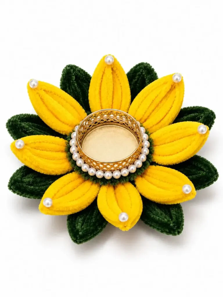 Handmade Pipe Cleaner Lotus Diya for Pooja & Home Decor
