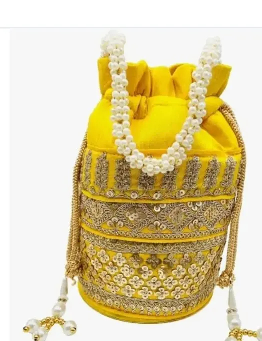 Embroidery Potli (Yellow)