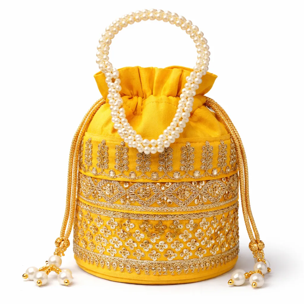 Embroidery Potli (Yellow)