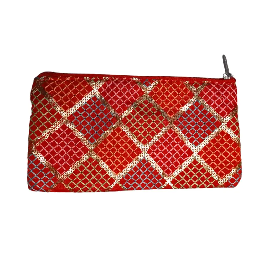 Hand embroidery pouch (Red)